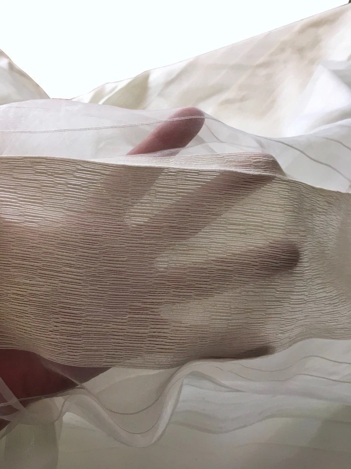 MARCATO tessuto stoffa TENDA cucita scampolo LUSSUOSO LINO SETA 280x266 strisce - Immagine 3 di 4