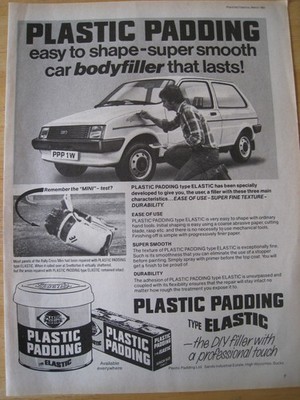 PLASTIC PADDING BODYFILLER PROFESSIONAL TOUCH 1988 ADVERT A4 FILE 50
