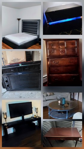 Storage Unit Sale- Bed Frame, Entertainment Console, Dresser, Table, AC Unit!