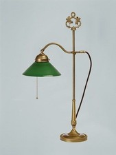 Bankerleuchte Schreibtisch Berliner Messing Glas 63 cm Tischlampe Zugschalter