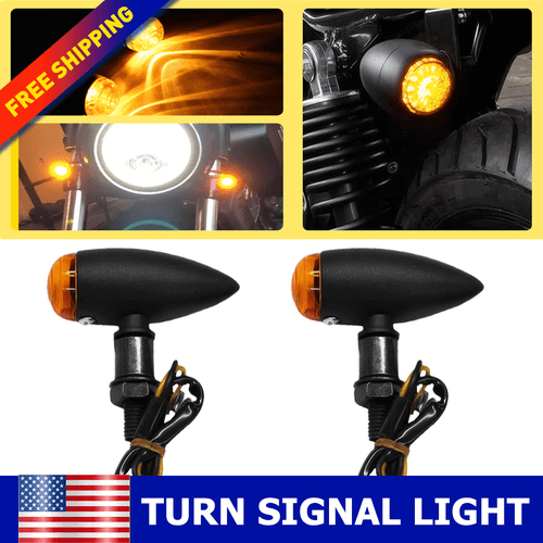 2 PCS Motorcycle LED Turn Signal Lamp Amber Light Bullet Super Bright Waterproof