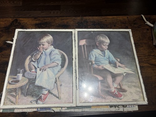 Ingwersen Signed Child Portrait Print Set, Matted & Framed Realism Art