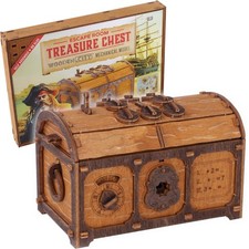 Wooden Puzzle Treasure Chest Escape Box Hidden Compartment Free Ship US