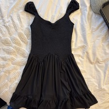 Urban Outfitters Black Knit Ruffle Sundress Strappy Sleeveless Size S