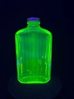 Vintage 1920s Anchor Hocking Ribbed Uranium Glass Water Bottle