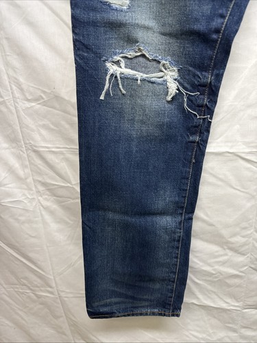 Aero Aeropostale Slim Straight Mens Jeans 34x34 Blue Distressed - Picture 4 of 13