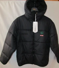 NWT Men's WACKO MARIA x High Times Black Zip Up Hooded Puffer Jacket Size S