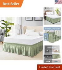 Queen Bed Skirt, Elastic Wrap Around Bed Skirt Queen Size, Bed Skirts for Adj...