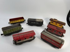 Vintage 1950s Marx Tin Litho Train Set New York Central Lot Of 7 Train Cars