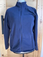 L.L Bean Womens Large Petite Full Zip Up Long Sleeve Fleece Jacket  Navy Blue