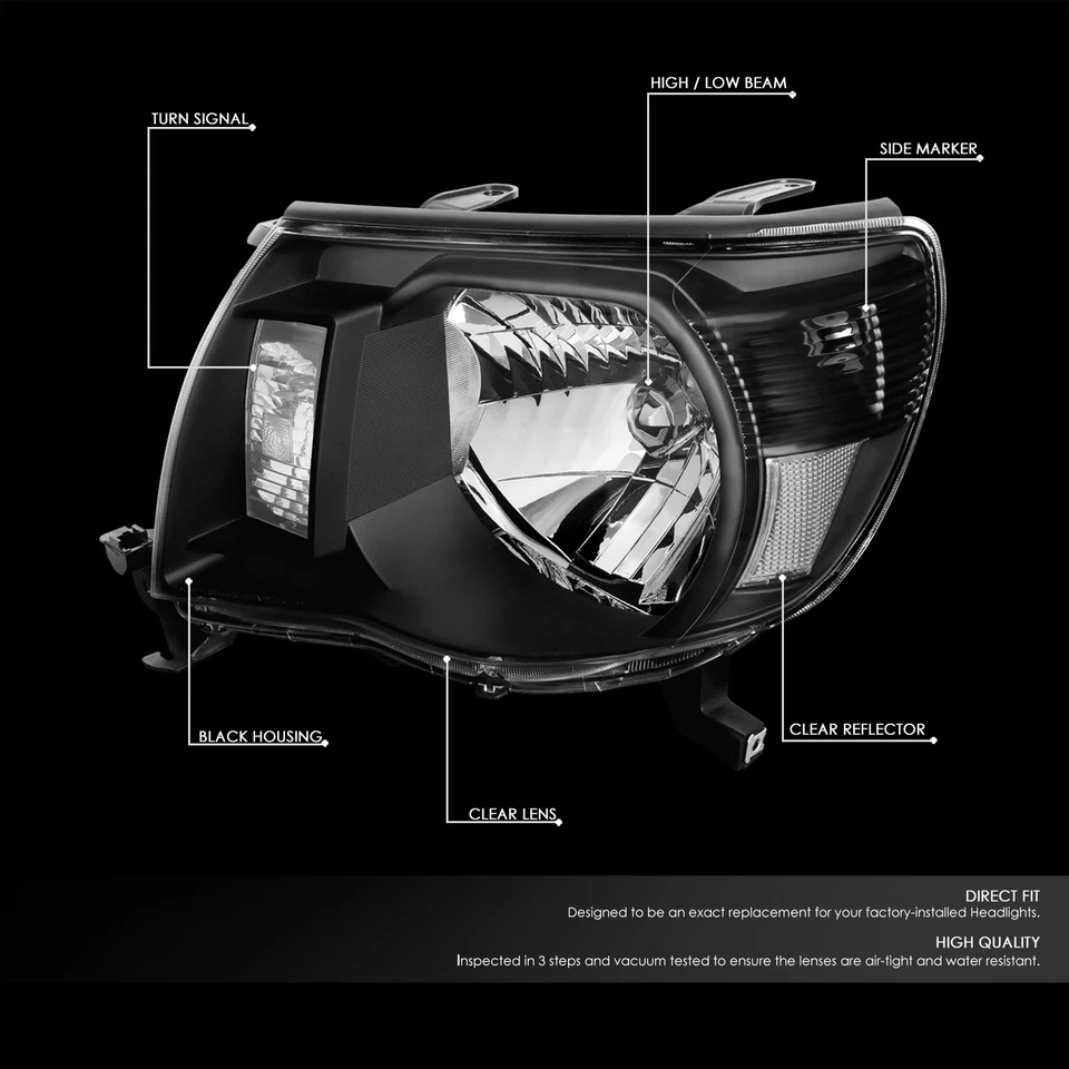 FARO CARCASA NEGRO + ESQUINA TRANSPARENTE + HUMO OEM LUZ ANTINIEBLA PARA 05-11 TOYOTA TACOMA Foto 4 de 4
