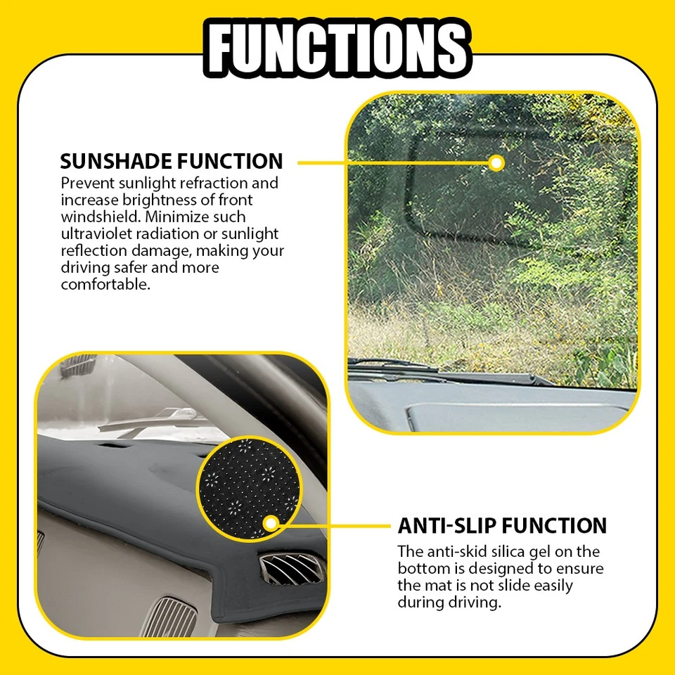 Para Dodge Ram 1500 2500 2002-2008 Tapete Cubierta Salpicadero Coche Parasol Almohadilla 1-6X Foto 3 de 4