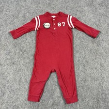 Ralph Lauren One-Piece Long Sleeve Snap-Buttons Romper Baby Boy's Size 12M Red
