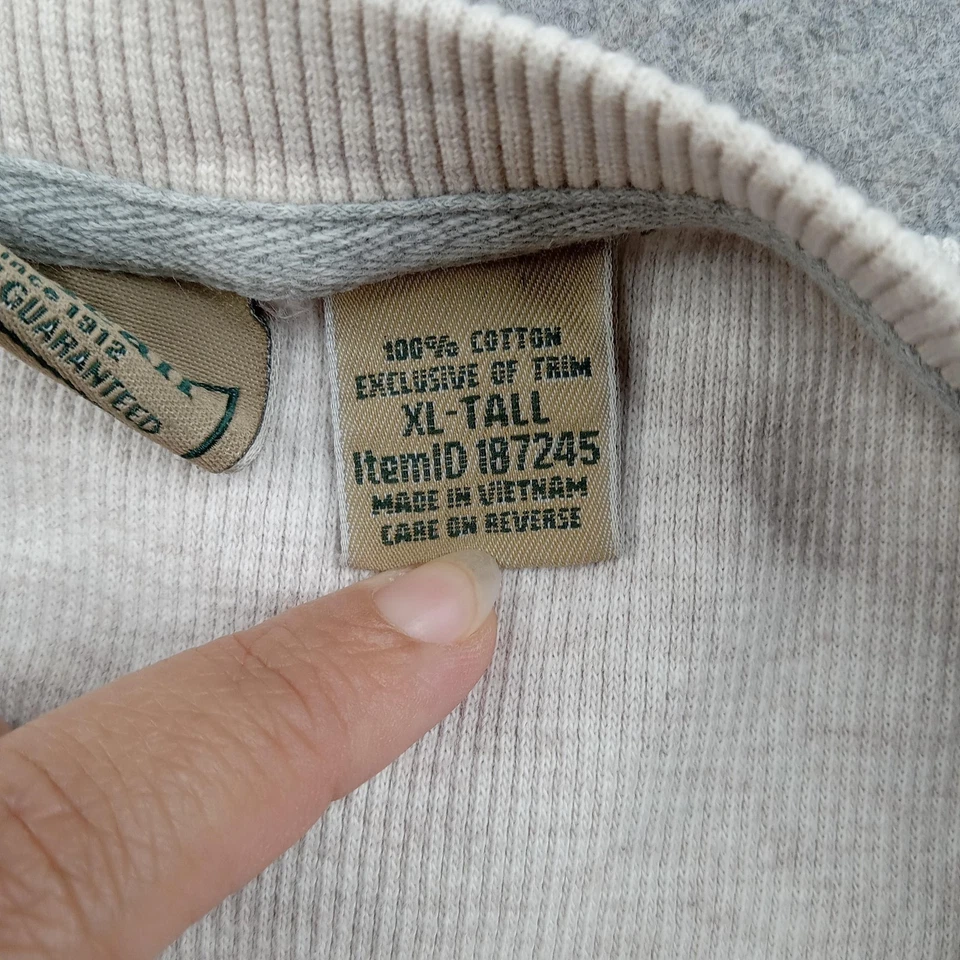 Camisa LL Bean Para Hombres XL Alta Beige Henley Manga Larga Tejido Gofre Pullover Algodón Foto 3 de 4