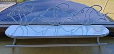 Vintage White Cream Fish  Metal Shelf  Towel Bar Shabby Chic Beach 5"x 8" x 19"