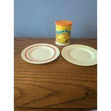 Vintage Fisher Price Fun with Food 1990 Pizza Sauce Can and 2 Plates Set 2108