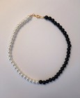 Black & White Pearly Beaded Choker Necklace