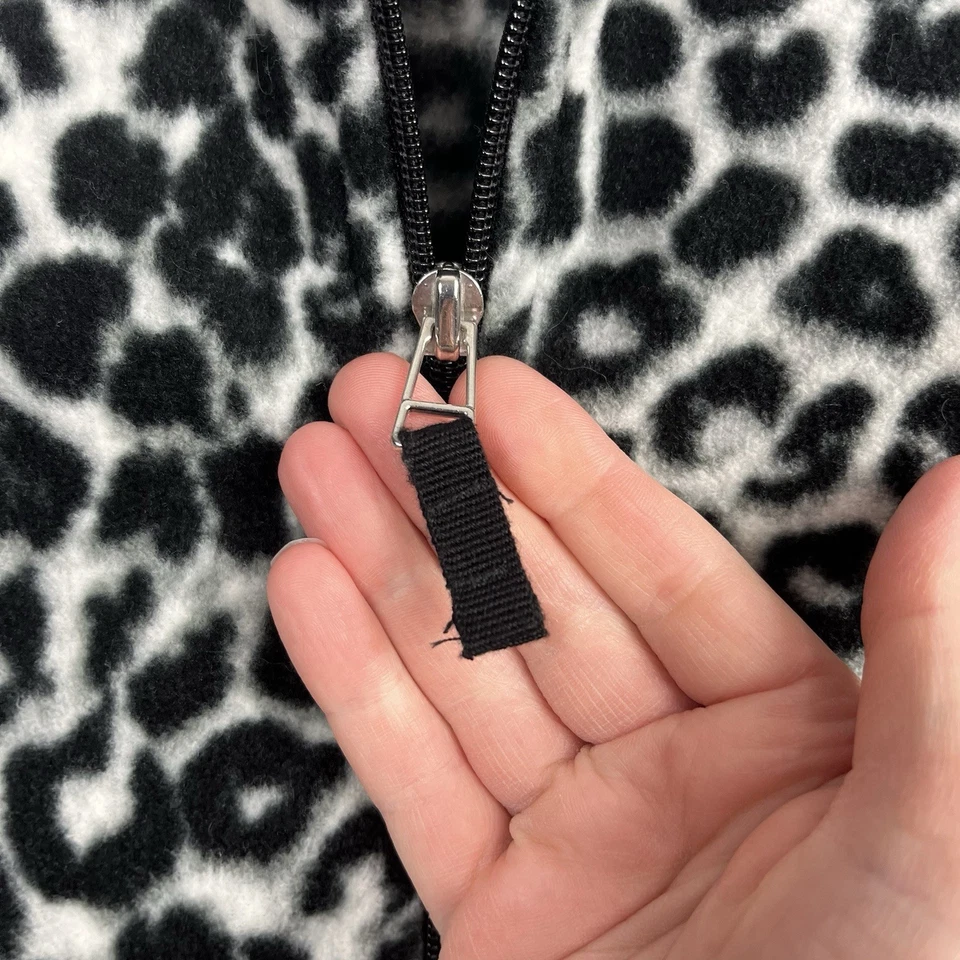 Chaleco Para Mujer Kim Rogers Cuello Negro Gris Blanco Estampado Leopardo Cremallera Completa Talla M Foto 3 de 4