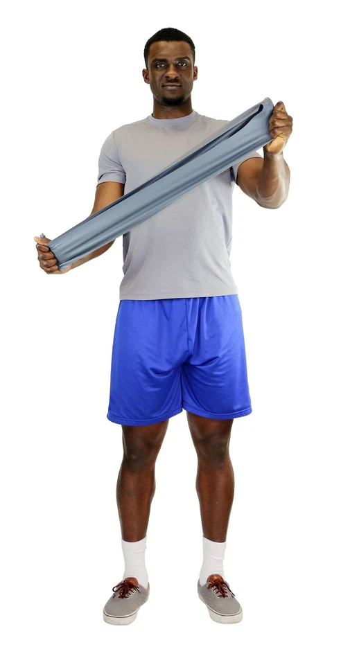 Banda de ejercicio CanDo baja en polvo rollo de 6 yardas plateada XX pesada para entrenamiento de resistencia... Foto 2 de 3