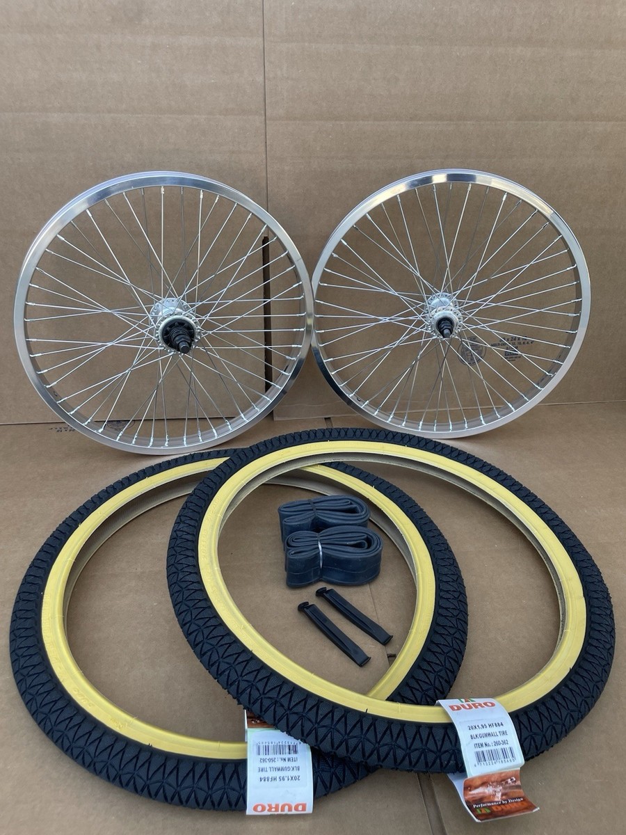 Jeu De Roues Complètes Vélo 20 Pouces - 48 Rayons Double Paroi Alliage Argenté - Pour BMX