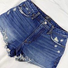 Abercrombie  Fitch Annie High Rise Shorts 27 Blue Distressed Denim Cutoff