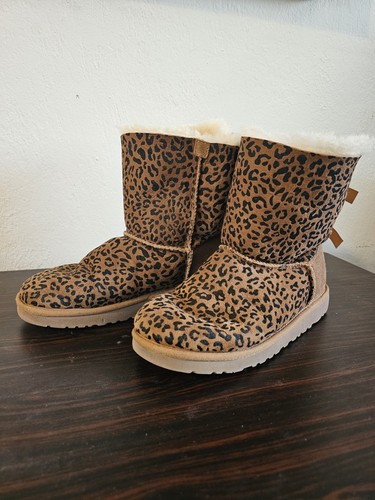 UGG Australia Leopard Print Bailey Bow Rosette Boot Chestnut