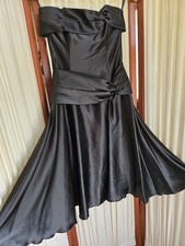Jessica Mcclintock Dress Womens 8 Fit And Flare Black Satin Evening Cocktail Bow
