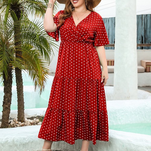Plus Size Curvy Women Floral Dress Summer Holiday Beach Party Swing Sundress - Picture 94 of 117