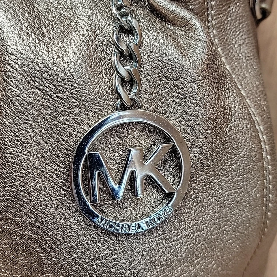 Michael Kors Edie Radiant Gold Metallic Shoulder Hobo Bag Purse Satchel Shiny - Image 4 of 4