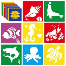 24 Pieces Stencils,Large Drawing Stencils Chalk Template,8 Inches Washable Sh...