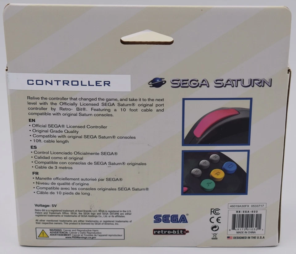 Sega Saturn Retro-Bit Controller Pad Original port Slate Grey Unopened - Image 2 of 4