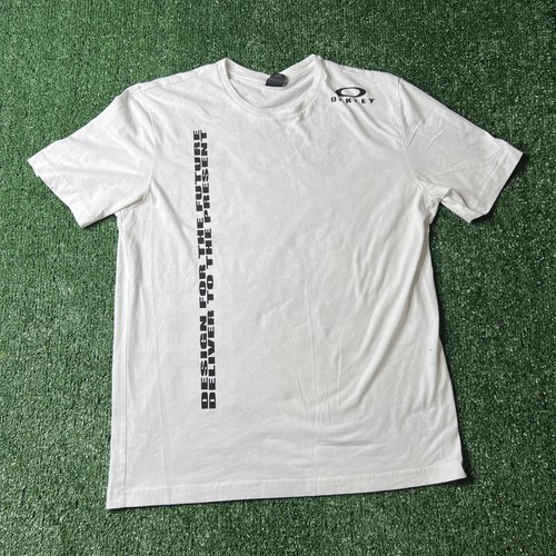 Oakley Men's L White Regular Fit Graphic Logo Crew Neck Short Sleeve T-Shirt