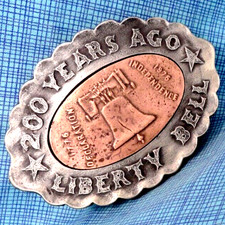 Liberty Bell 200 Years Belt Buckle Patriot Freedom Vtg 70s Napoleon   .TAZ320