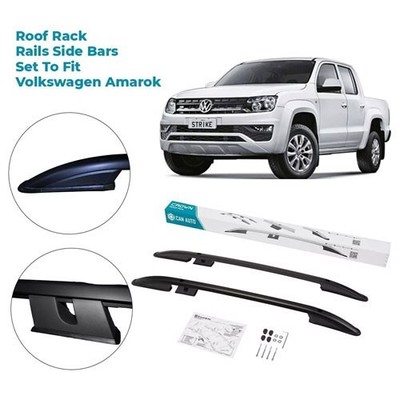Black Aluminium Roof Rack Rails Side Bars Set To Fit Volkswagen Amarok 2010-2023