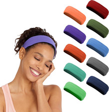 Workout Headbands -10 Pack  Sweatbands for Women Mens Girls Boys  Non Slip Swe