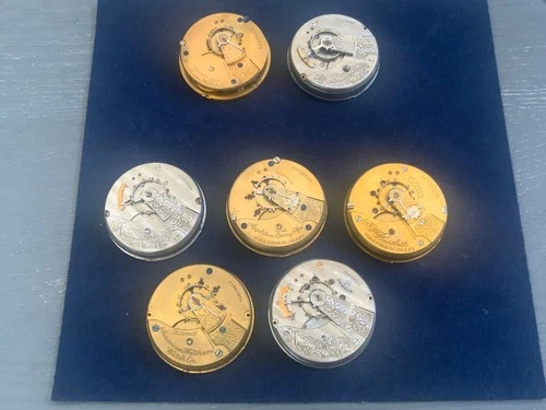 Antique lot of 7 WALTHAM 18s 7j-17j Pocket Watch Movements some run
