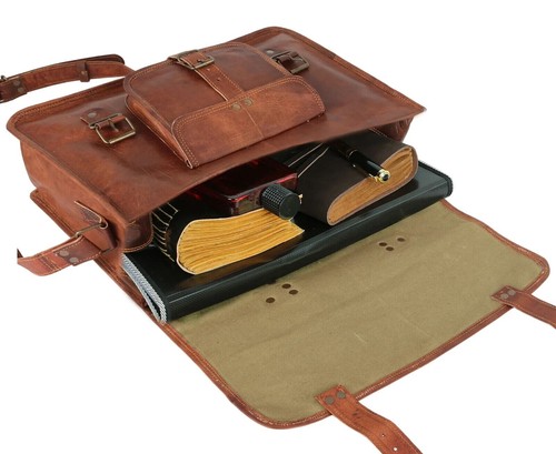 Cartera Nuevo Hecho a Mano Bolso de Mano Laptop Marrón Hombro Hombre Cuero - Imagen 2 de 6