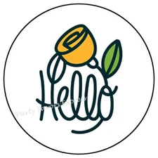 HELLO YELLOW ROSE ENVELOPE SEALS LABELS STICKERS PARTY FAVORS
