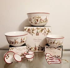 Pottery Barn Forest Gnome Mixing Bowls Measuring Cups & Spoons Baking Set NEW