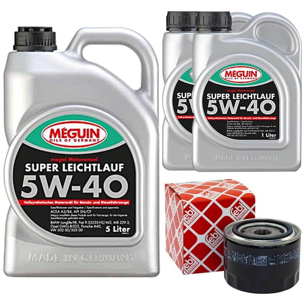 MotoröL Set 5W-40 Vollsynth Meguin 7 Liter + ÖLfilter FüR Fiat Ducato Bus 120-image