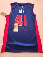 SADDIQ BEY signed PISTONS custom jersey SIZE XL JSA COA