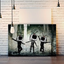BANKSY - TV HEADS CANVAS STREET ART PRINT ARTWORK