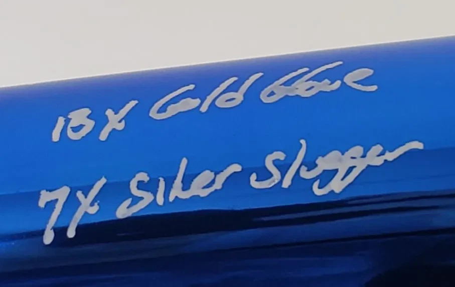 Bate de béisbol personalizado cromado con inscripción y firma Iván Rodríguez 6x (PSA/ADN) Foto 3 de 4