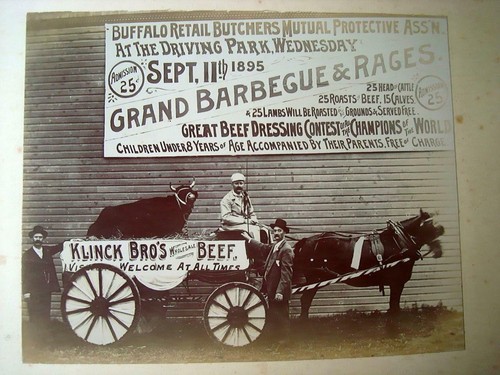 1895 Albumin Foto Buffalo Butchers Grand Barbecue & Races ~ Klinck Brothers Beef - Bild 1 von 2