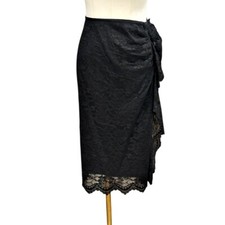 Black Lace Ruffled Whimsigoth Skirt Size 12 Romantic Dark Fairy Witchy Vampy Y2K