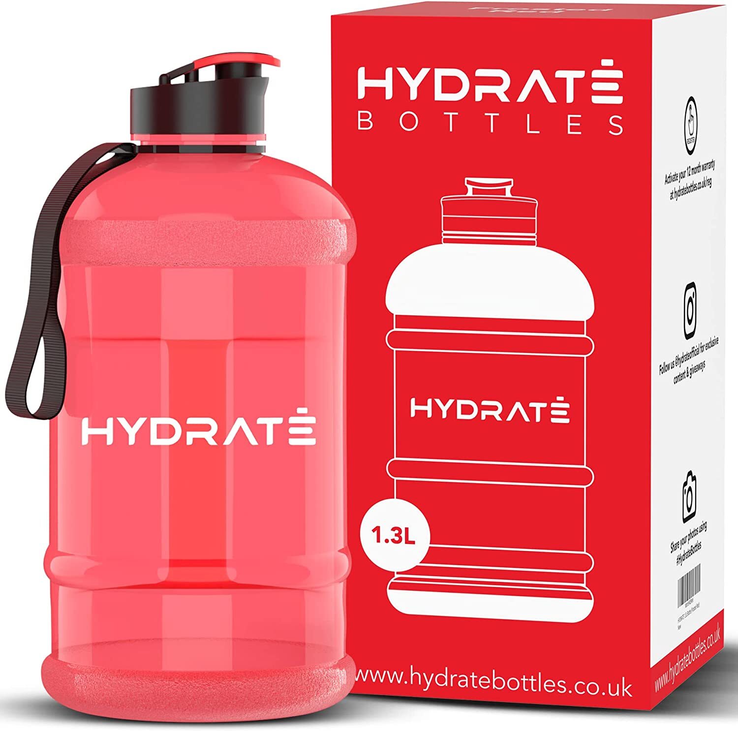 Hydrate XL Jug Gym Sports Water Bottles. 1.3L 2.2L Leak Proof