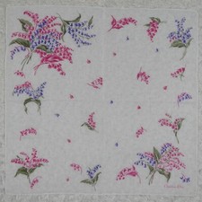K727 Christian Dior Flower White Scarf Scarves Pocket Square 17" X 17"