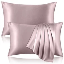 2 Pack 100% Pure Silk Pillowcase for Hair and Skin Both Sides Mulberry Silk P...