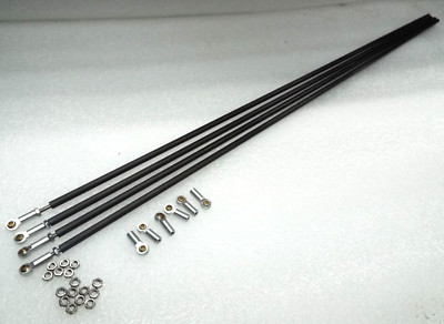 QTY4 SETS 3MM TIE ROD 500MM CARBON TUBE THREADED ROD SS NUTS  RADIO CONTROL ARM