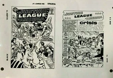 Production Art JUSTICE LEAGUE OF AMERICA #21 cover & splash, MIKE SEKOWSKY art